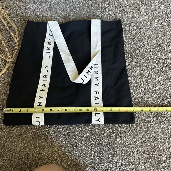 Jimmy Fairly Tote Bag Black & Cream Cotton Carry All Shopper - Picture 10 of 11